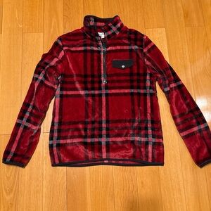 Wallflower Red and Black Plaid Fleece Pullover